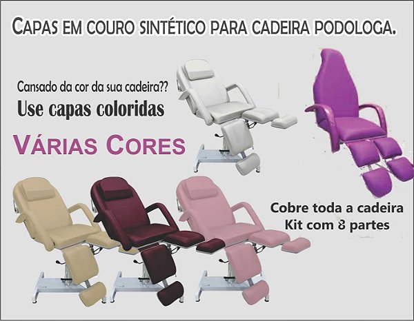 Capa Colorida em couro sintética para cadeira podologa