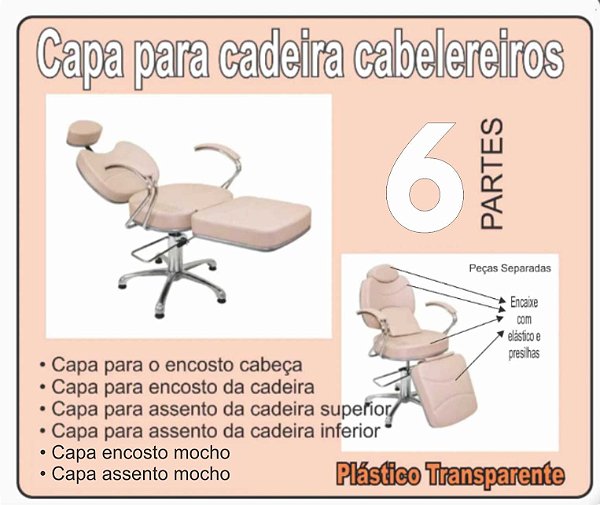 Capas cadeiras cabeleireiros / estética + capa para mocho  kit com 6 partes