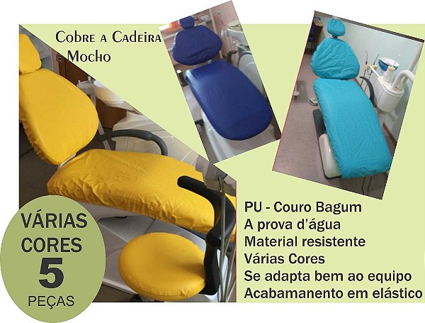 Capa para cadeira odontológica em couro sintético colorido Bagum/PU