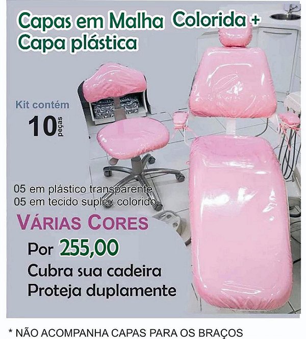 02 Capas para cadeira odontológica em suplex colorido e plástico Dupla Proteção!!