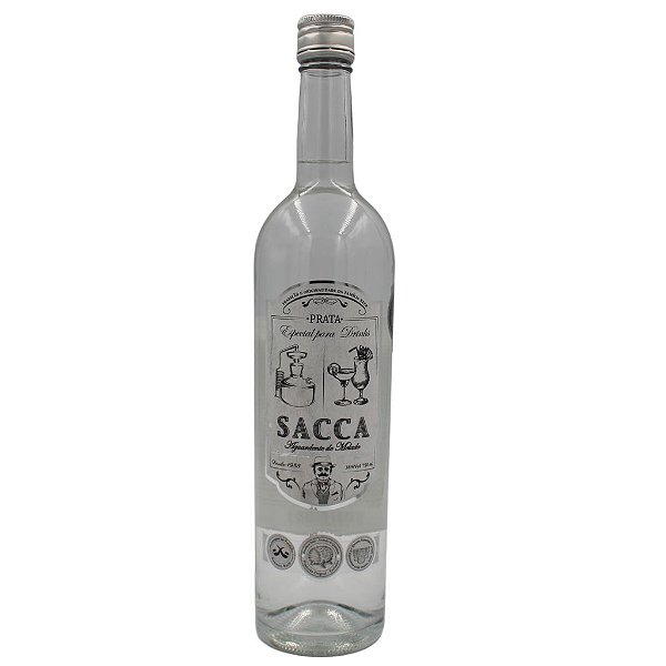 CACHAÇA PRATA - SACCA- 750ML - AGUARDENTE DE MELADO