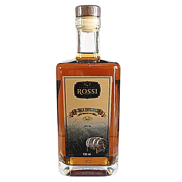 CACHAÇA PREMIUM - ALAMBIQUE ROSSI-700ML - ENVELHECIDA 8 ANOS EM BARRIL DE CARVALHO