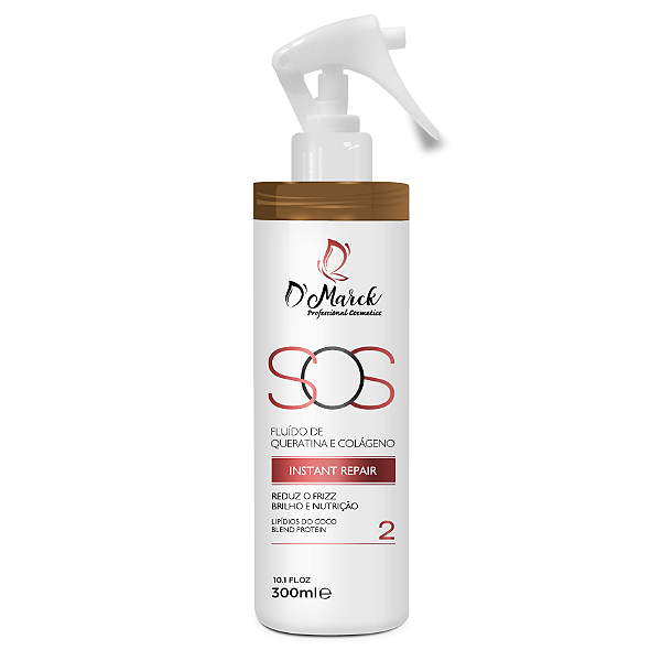 Spray Instant Repair Fluído de Queratina e Colágeno SOS Profissional 300ml Step 2