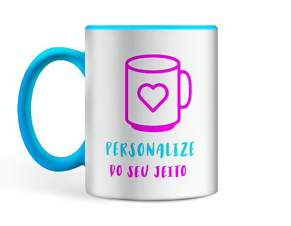 Caneca de Porcelana Azul - Sua arte aqui
