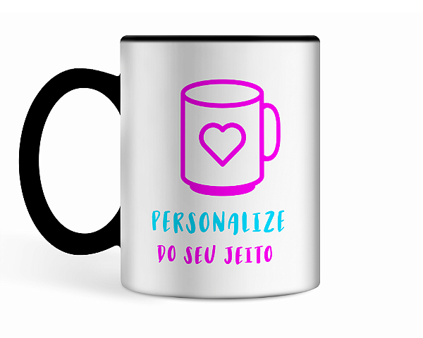 Caneca de Cerâmica Preta com seu tema