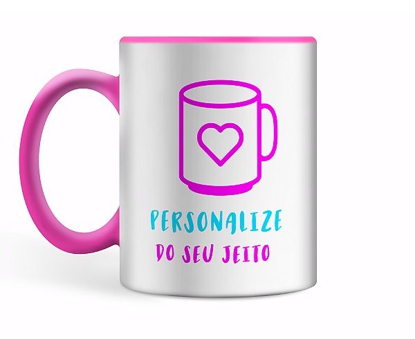 Caneca de Cerâmica Rosa com seu tema