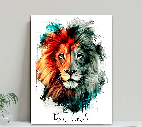 Quadro decorativo Leão Jesus Cristo