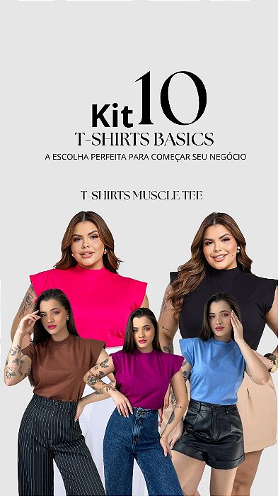 KIT 10 T-SHIRTS MUSCLE TEE - VARIADAS