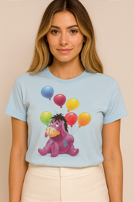 T-SHIRT PERSONAGEM LÓ COM BALOES - AZUL BEBE