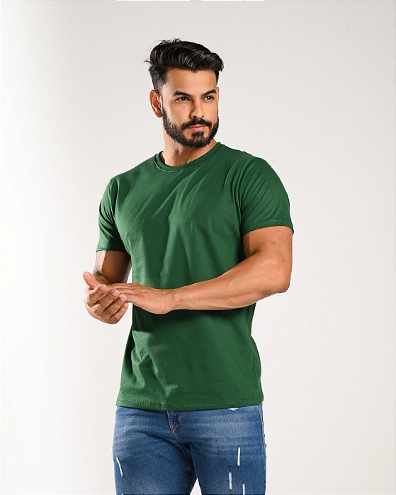 CAMISETA MASCULINA LISA - VERDE INTENSO
