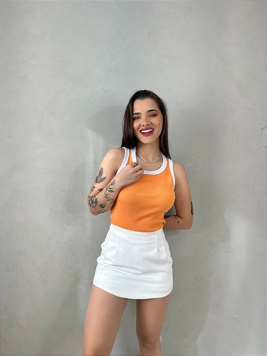 CROPPED RIBANA BICOLOR - LARANJA SOLAR