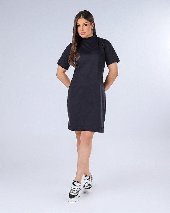 VESTIDO GOLA ALTA - PRETO