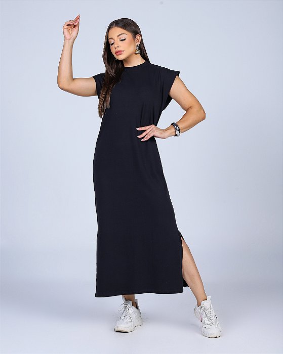 VESTIDO MUSCLE TEE MIDI CONFORT - PRETO