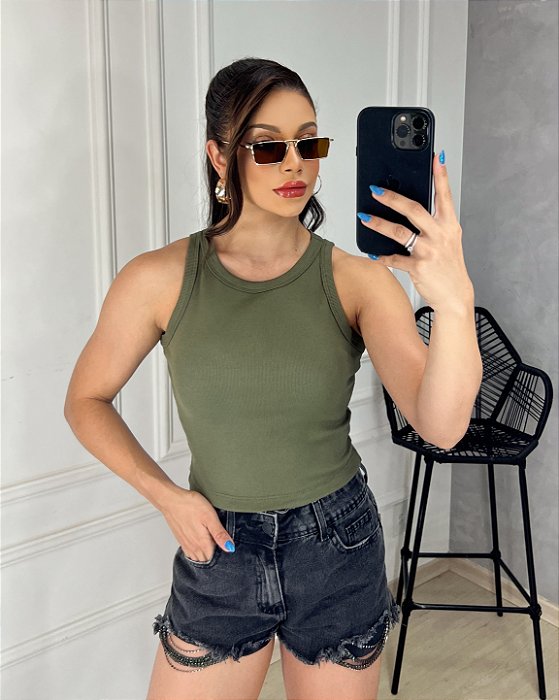 CROPPED RIBANA - VERDE KHAKI