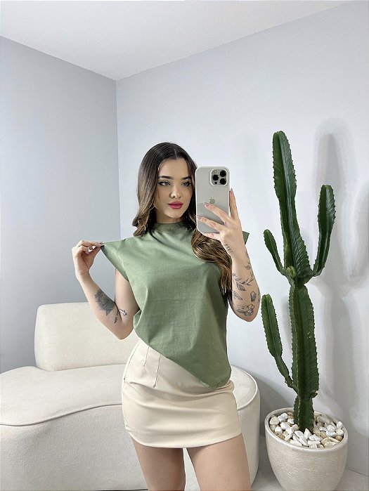 T-SHIRT MUSCLE TEE - FOLHA SECA