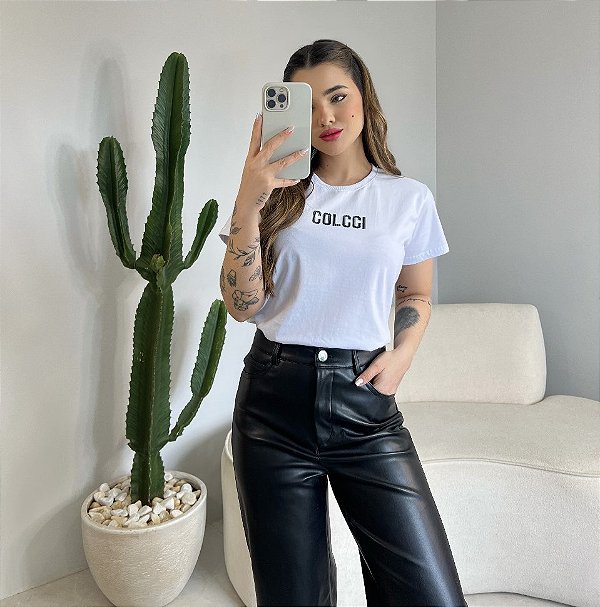 T-SHIRT COLCCI PONTILHADA - BRANCO