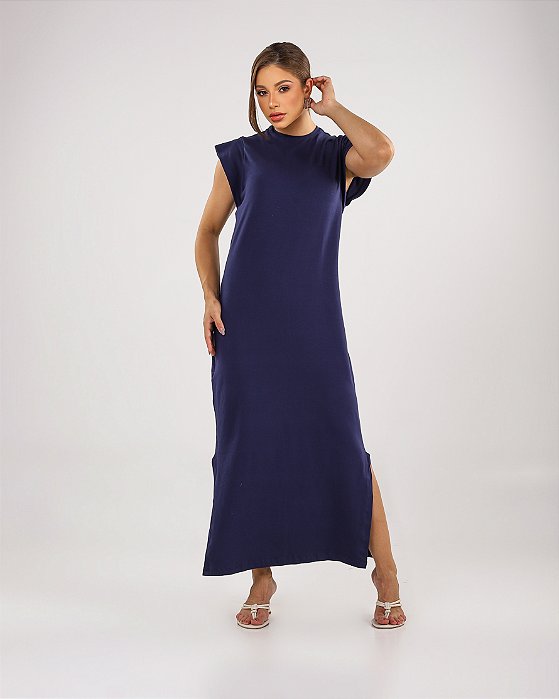 VESTIDO MUSCLE TEE MIDI CONFORT - AZUL MARINHO