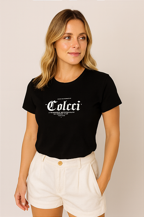 T-SHIRT COLCCI MUSIC IS THE ANSWER - PRETO