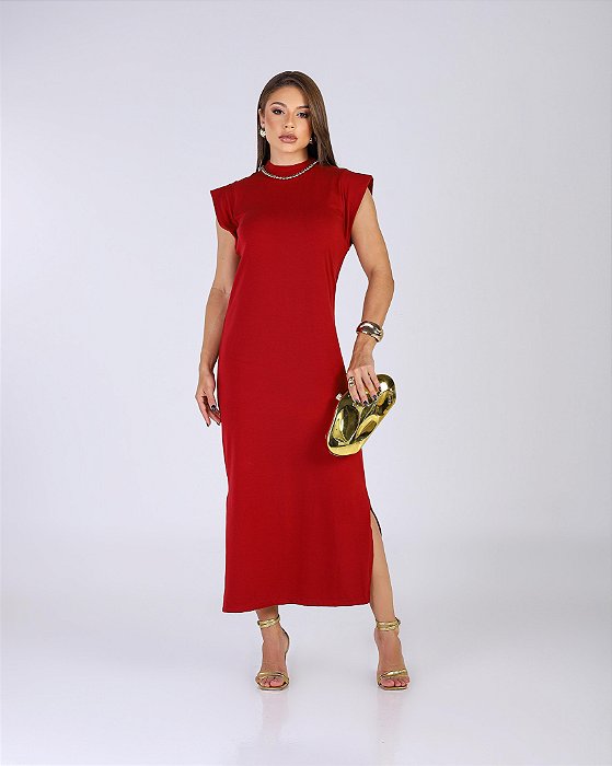 VESTIDO MUSCLE TEE MIDI CONFORT - BORDO