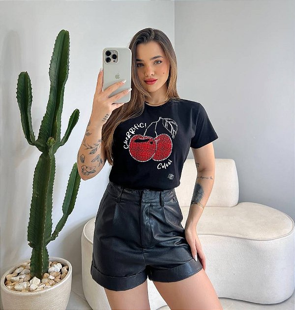 T-SHIRT CEREJA COLCCI - PRETO