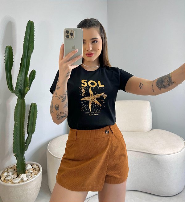 T-SHIRT SOL - PRETO