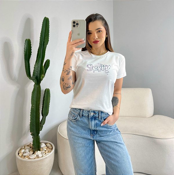 T-SHIRT LEVIS BICOLOR C/GLITTER - OFF WHITE