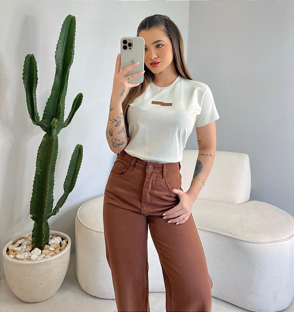 T-SHIRT COLCCI RELEVO - BEGE NATURAL