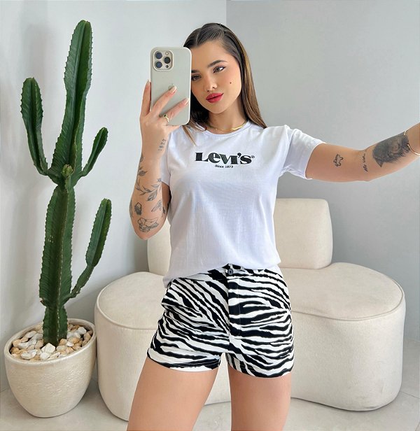 T-SHIRT LEVIS (PRETO) - BRANCO