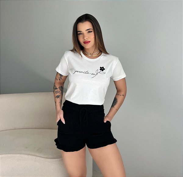 T-SHIRT PERMITA-SE C/APLICAÇÃO - OFF WHITE