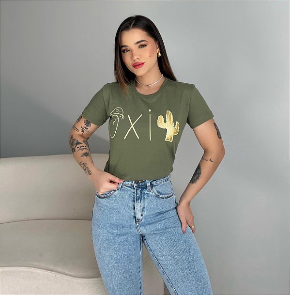 T-SHIRT OXI C/FOIL - FOLHA SECA
