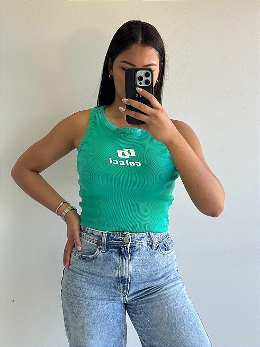 CROPPED RIBANA COLCCI LOGO - VERDE ACQUAMARINE