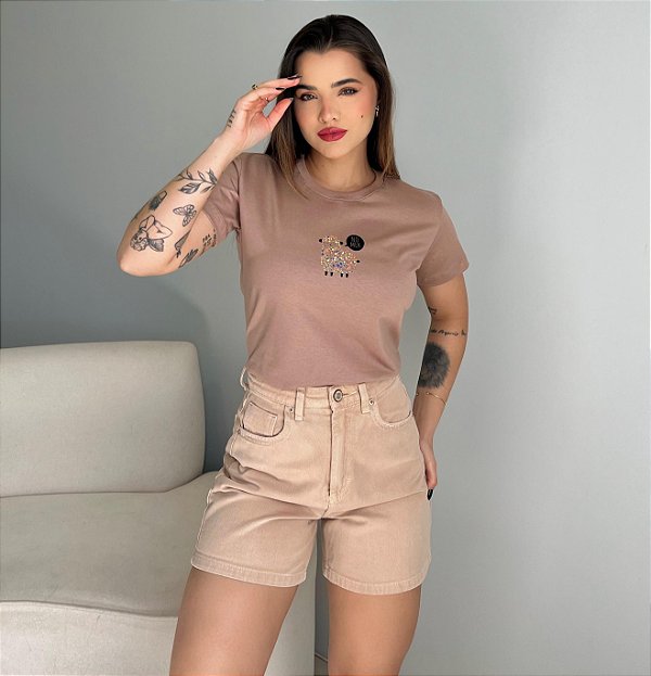 T-SHIRT OVELHA NO MEH - MOCACCINO