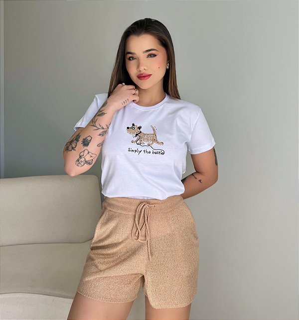 T-SHIRT CACHORRO SIMPLY THE BESTIE - BRANCO