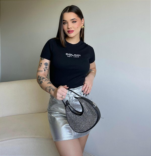 T-SHIRT CANELADA COLCCI BASIC EST 1986 - PRETO