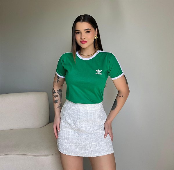 T-SHIRT ADIDAS LISTRAS COM PUNHO - VERDE BANDEIRA