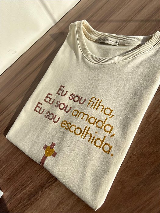 T-SHIRT EU SOU FILHA - BEGE NATURAL