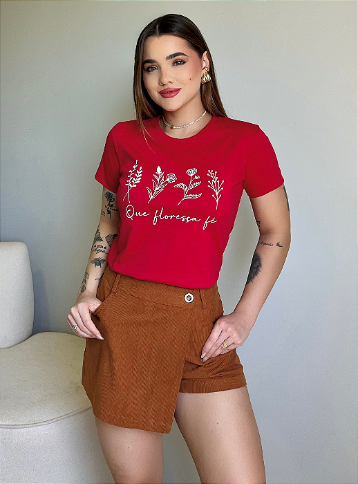 T-SHIRT QUE FLORESÇA FÉ - VERMELHO