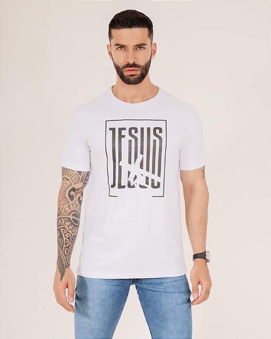 CAMISETA MASCULINA JESUS - BRANCO