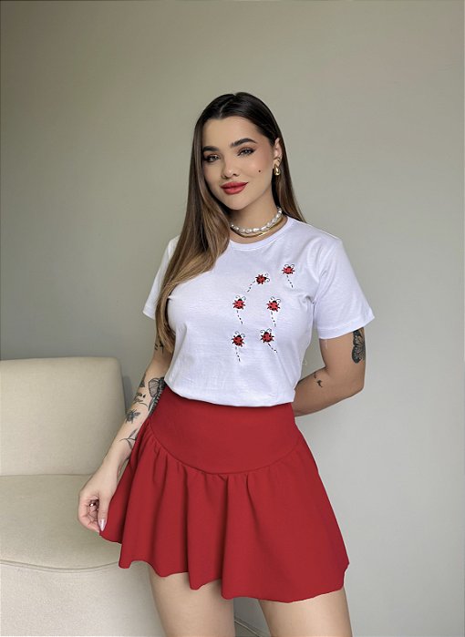 T-SHIRT JOANINHA LATERAL (BORDADA) - BRANCO