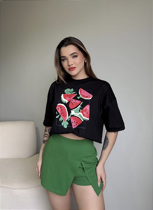 CROPPED OVERSIZED MELANCIA - PRETO