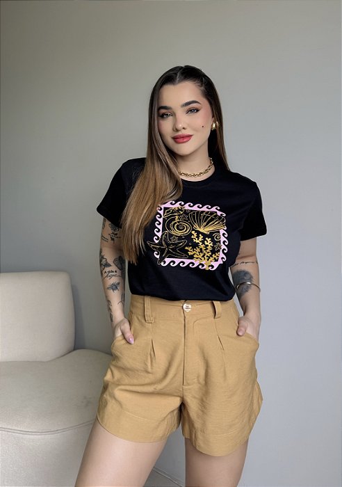 T-SHIRT FUNDO DO MAR - PRETO
