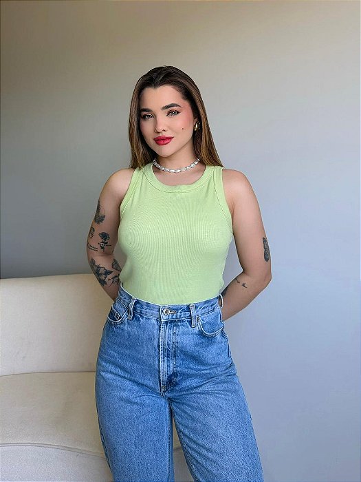 REGATA CANELADA - VERDE CREAM