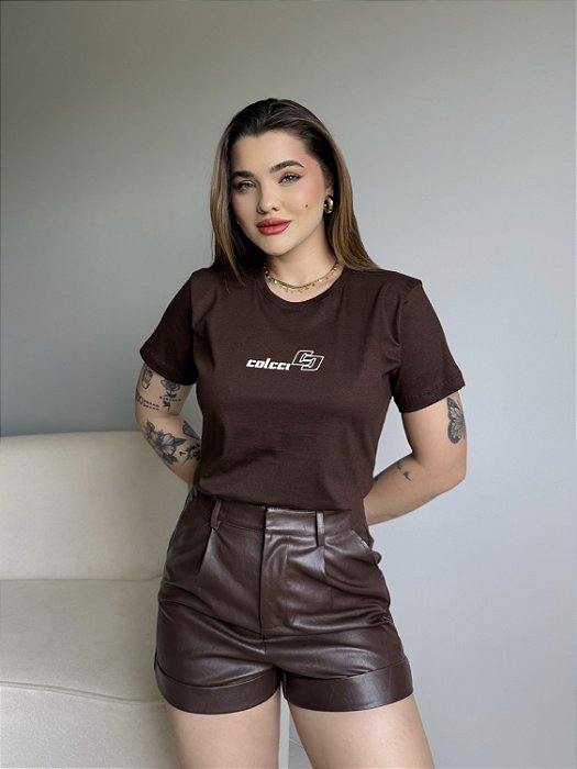 T-SHIRT COLCCI (BEGE) - MARROM EXPRESSO