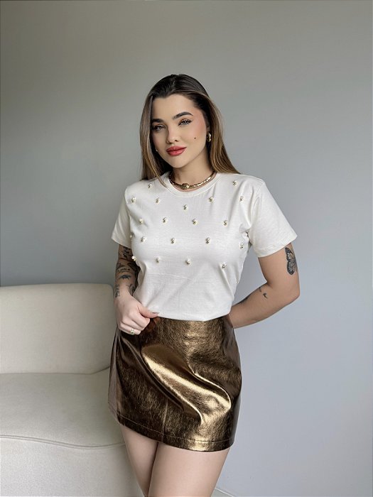 T-SHIRT PEROLAS - BEGE NATURAL