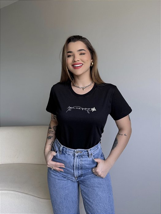 T-SHIRT BEM ME QUERO C/PEDRARIA - PRETO