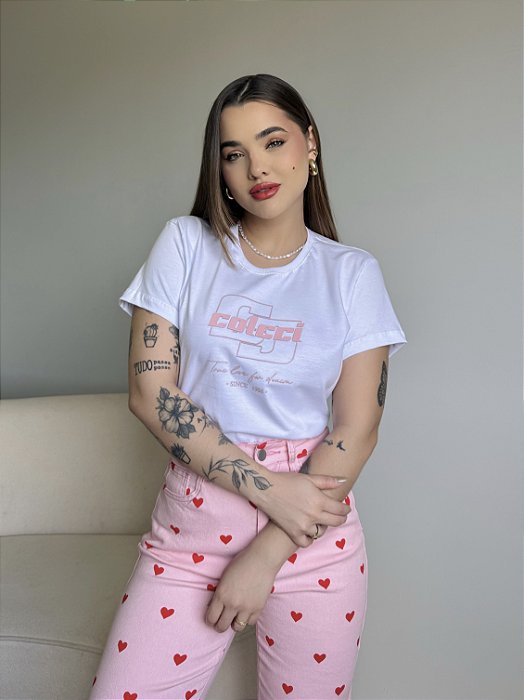 T-SHIRT COLCCI TRUE LOVE - BRANCO