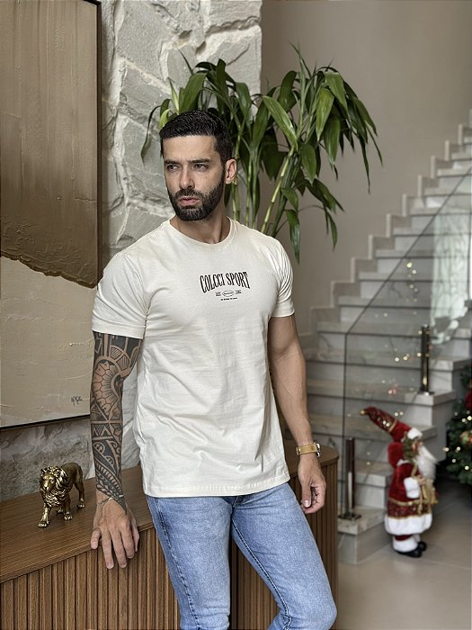 CAMISETA MASCULINA COLCCI SPORT - BEGE NATURAL