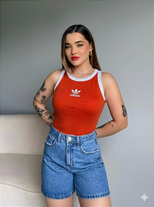 REGATA CANELADA ADIDAS - TERRACOTA