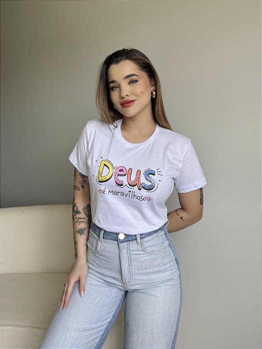 T-SHIRT DEUS É MARAVILHOSO - BRANCO