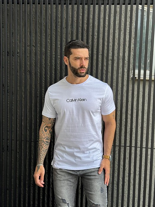 CAMISETA MASCULINA CALVIN KLEIN RELEVO - BRANCO